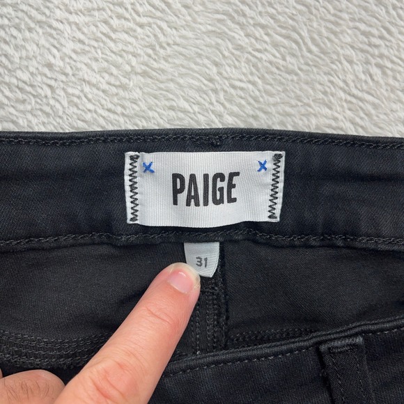 PAIGE Skyline Boot Black Denim Jeans Women's Size 31 Bootcut Flare - Picture 6 of 9